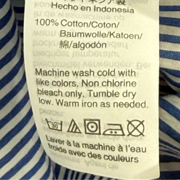 J. Crew Classic Blue & White Stripped 100% Cotton Button Down Shirt Size 12 Tall - Picture 8 of 8